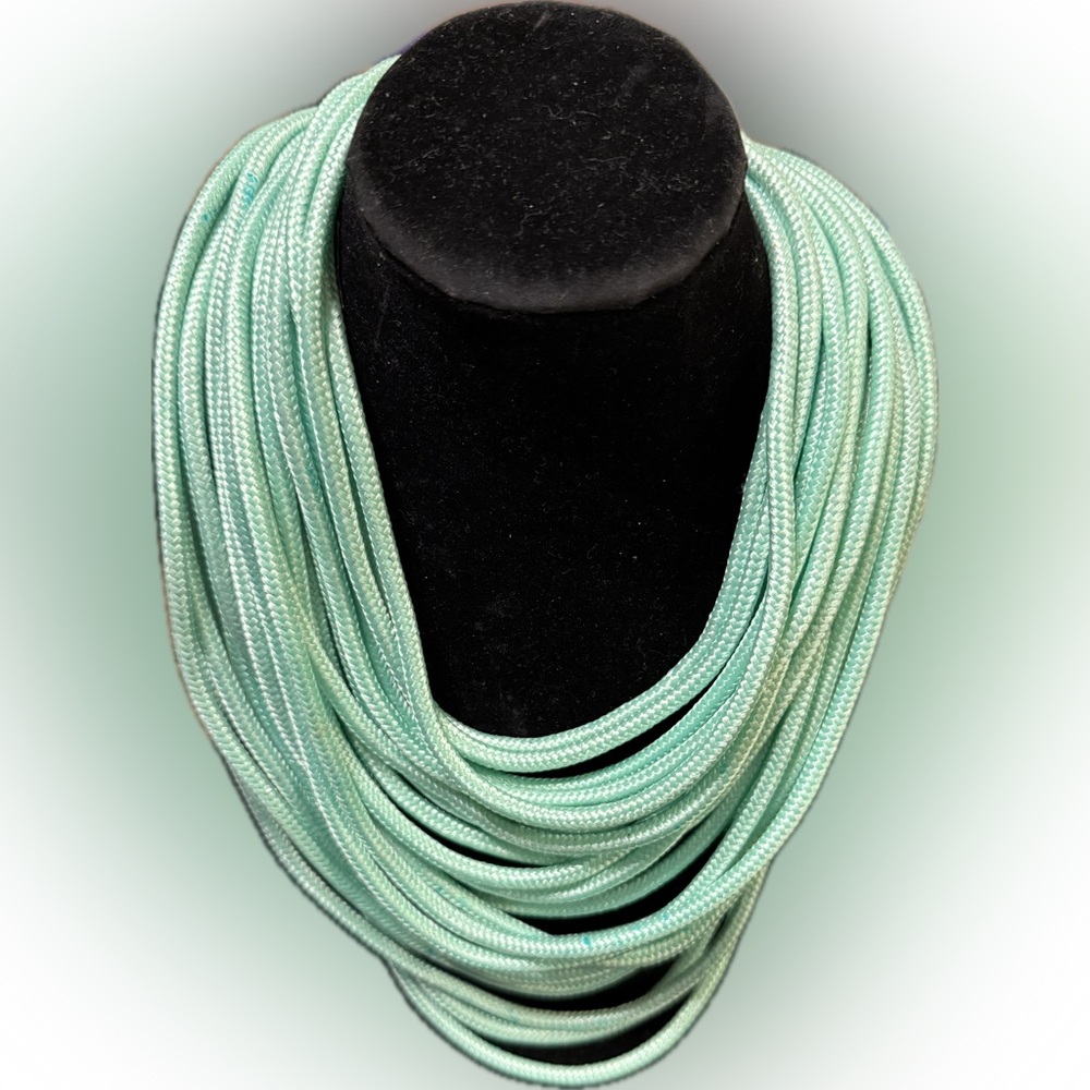 Mint Green Rope Necklace with Gold Clasp